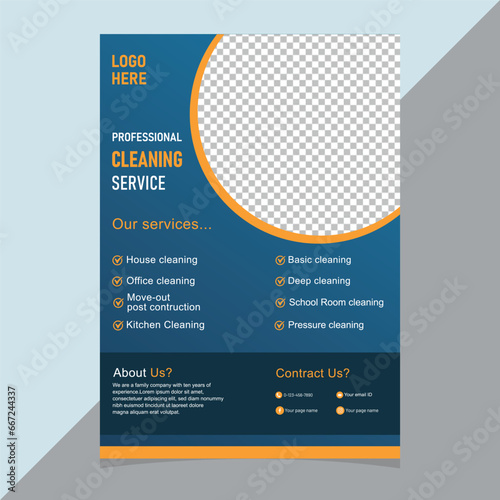 Vector cleaning service social media poster or web banner design template