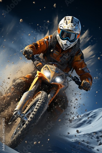 Motocross rider in action. Extreme motorbike race concept.
