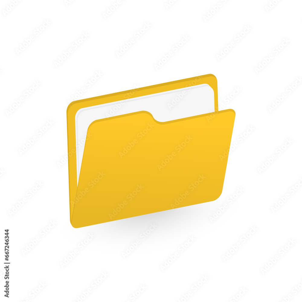 Open folder with documents on white background. Open folder with documents on white background.