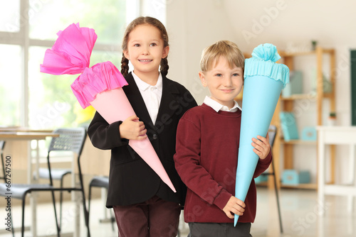 Happy classmates with color...