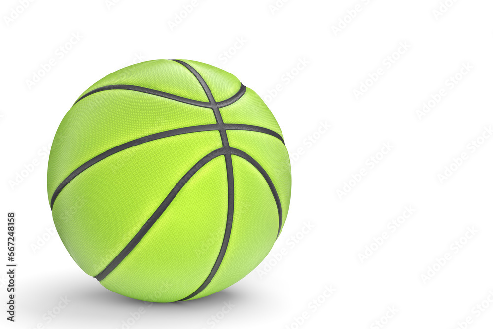 Green basketball ball isolated on white background