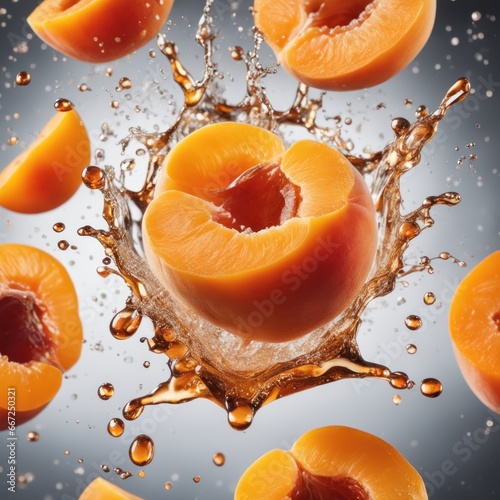 Apricot splashed into water