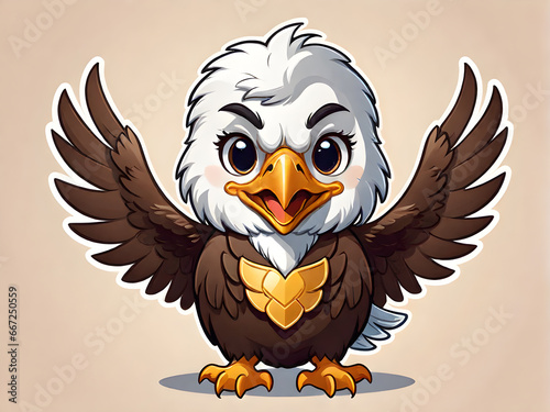 cute eagle cartoon style animal illustration