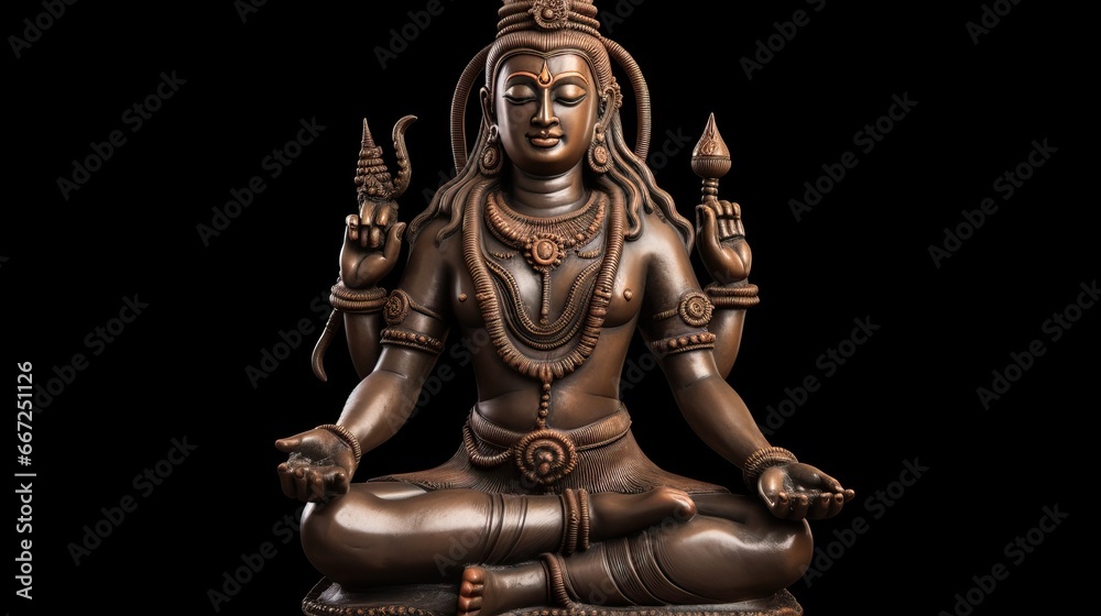  Hindu god Shiva sculpture sitting in meditation