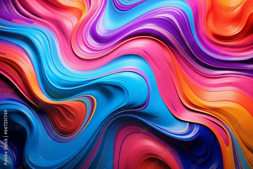 Multicolored abstract backdrop with fluid contours. Generative AI