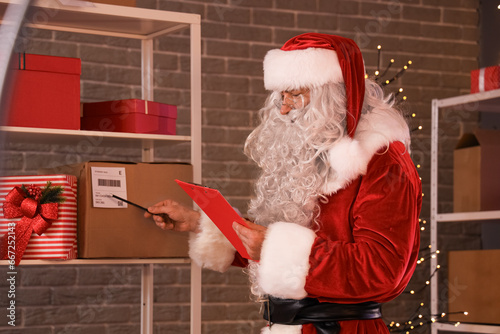 Santa claus checking christ...
