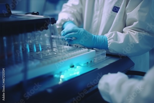 Male specialist scientist lab laboratory worker chemistry biology guy man doctor medical research genes glass test tubes flasks analysis creation of medicine science development microbiology pharma