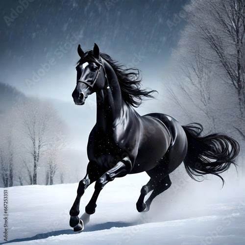 horse in the snow  generative AI tool
