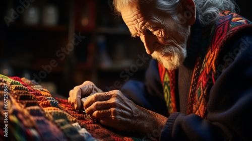 The art of mending: A skilled individual repairing a cherished hand-knitted heirloom, highlighting the longevity of these creations