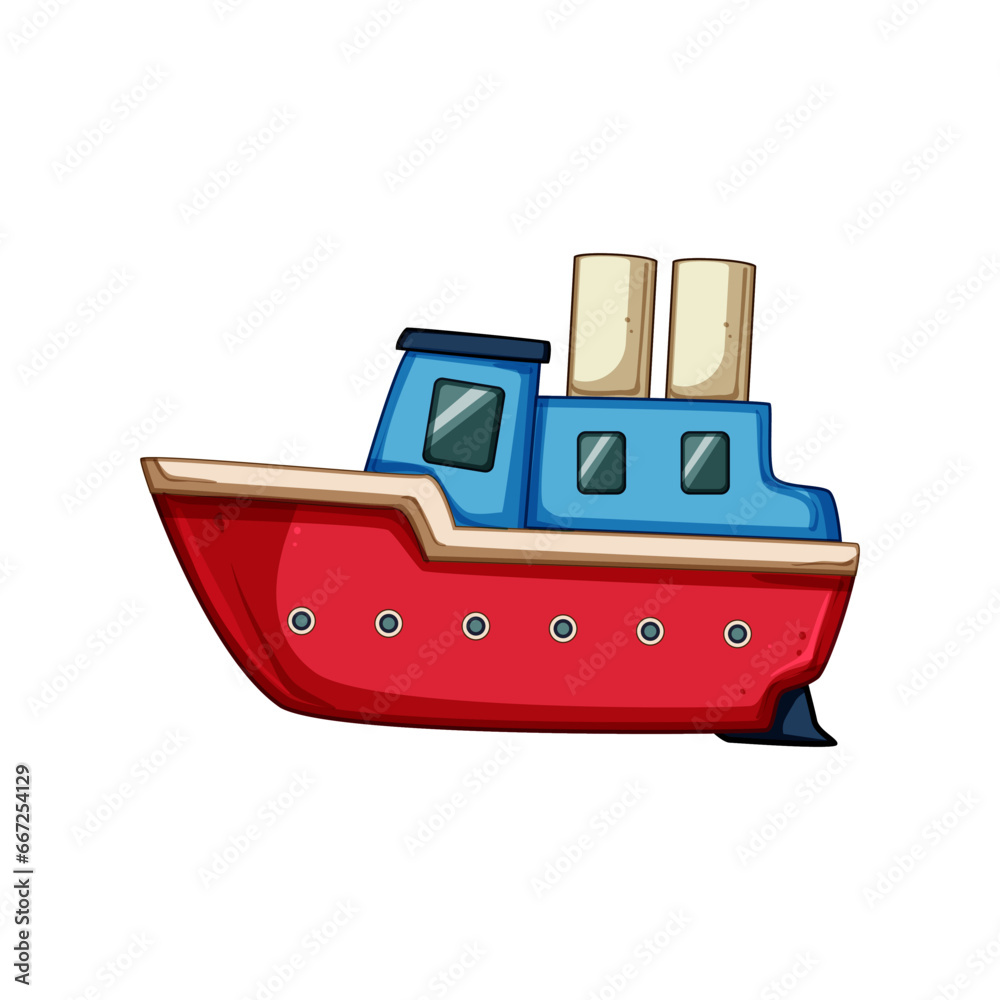 sail boat toy cartoon. sail travel, kid vessel, transportation fun sail boat toy sign. isolated symbol vector illustration