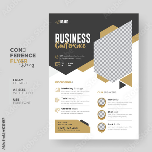 Business conference flyer template or modern a4 corporate flyer, annual report, poster, creative Business Brochure template design (ID: 667256187)