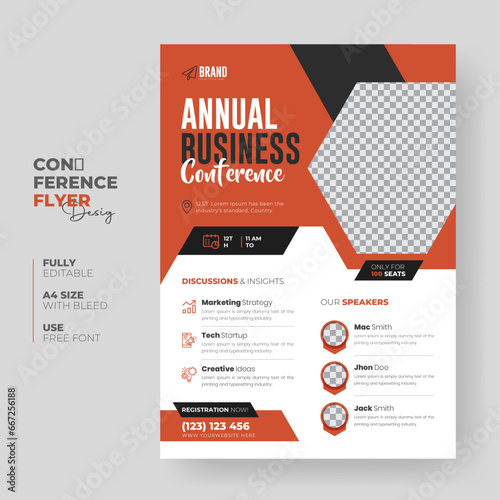 Business conference flyer template or modern a4 corporate flyer, annual report, poster, creative Business Brochure template design (ID: 667256188)