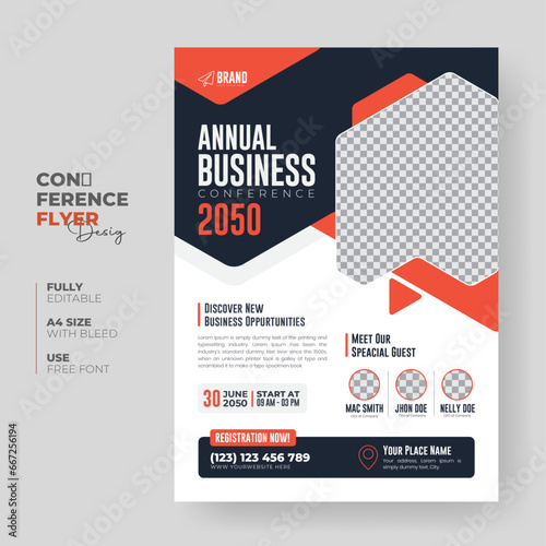 Business conference flyer template or modern a4 corporate flyer, annual report, poster, creative Business Brochure template design (ID: 667256194)