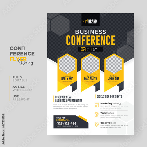 Business conference flyer template or modern a4 corporate flyer, annual report, poster, creative Business Brochure template design (ID: 667256196)