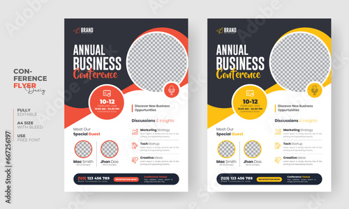 Business conference flyer template or modern a4 corporate flyer, annual report, poster, creative Business Brochure template design (ID: 667256197)