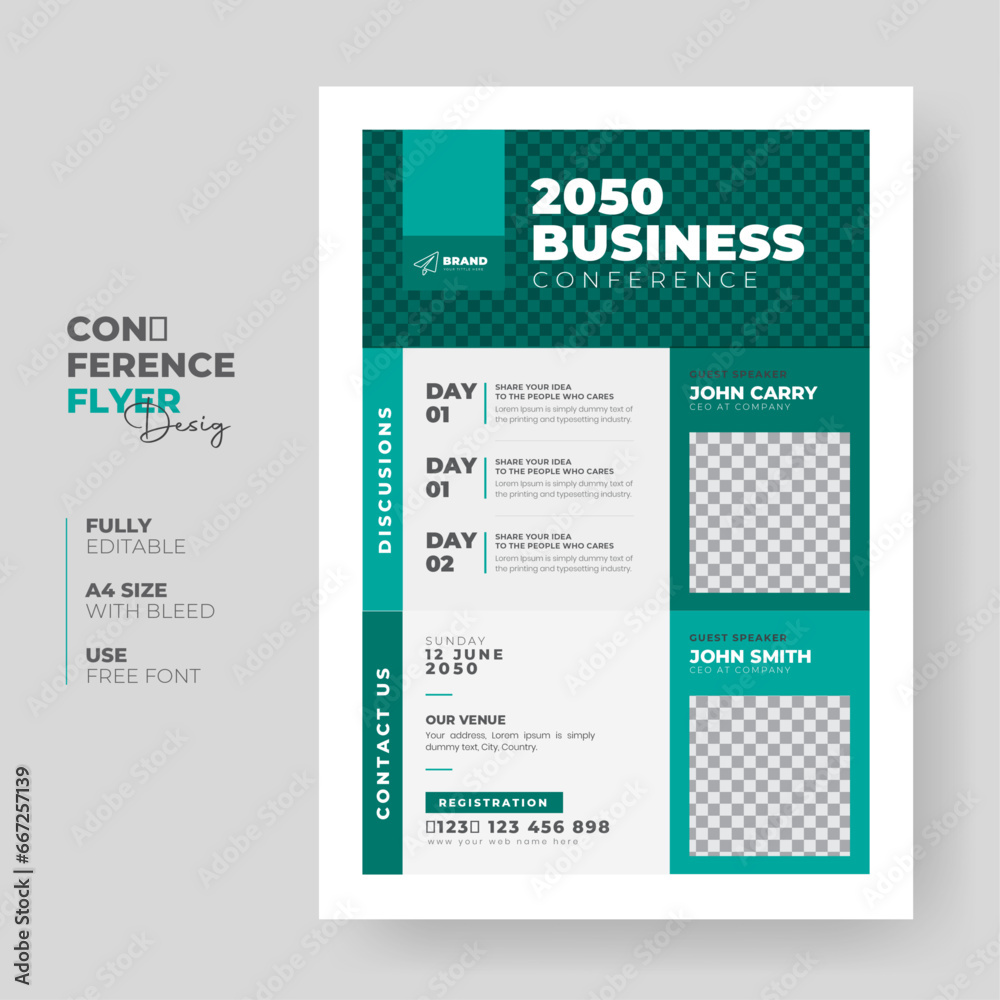 Obraz premium Corporate Business flyer template or Business flyer layout, Conference flyer, Editable Business flyer, A4 Flyer template Design