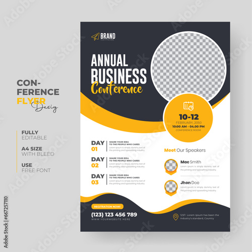 Corporate Business flyer template or Business flyer layout, Conference flyer, Editable Business flyer, A4 Flyer template Design (ID: 667257110)