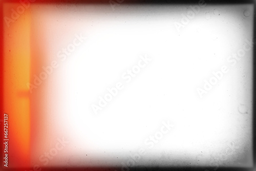 Obraz na płótnie Retro photo film lens vignette template with dust, splatters and red glare on transparent background. Template for design, vintage film effects, and light leak w salonie