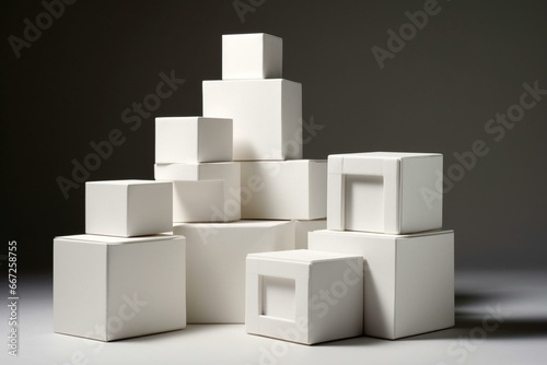 White boxes made of cardboard. Generative AI