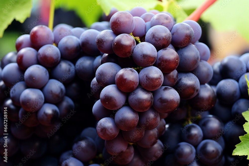 Closeup of ripened grapes for winemaking. Generative AI