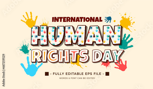 Vector flat international human rights day text effect editable