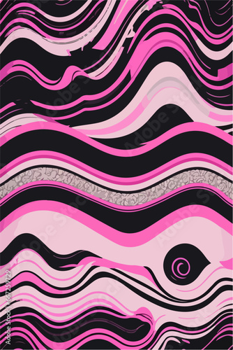 Geometric Abstraction  Pink and Black Flat Vector 2D Art