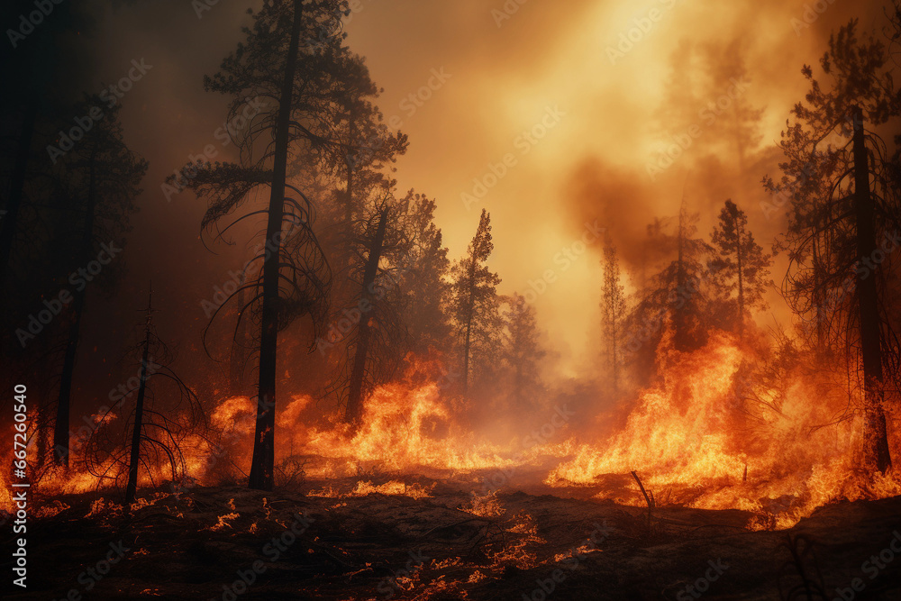 Forest fire at night Forest fire at night