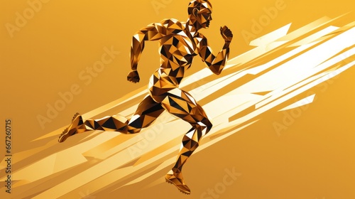 Geometric running man in vector on white background #667260715