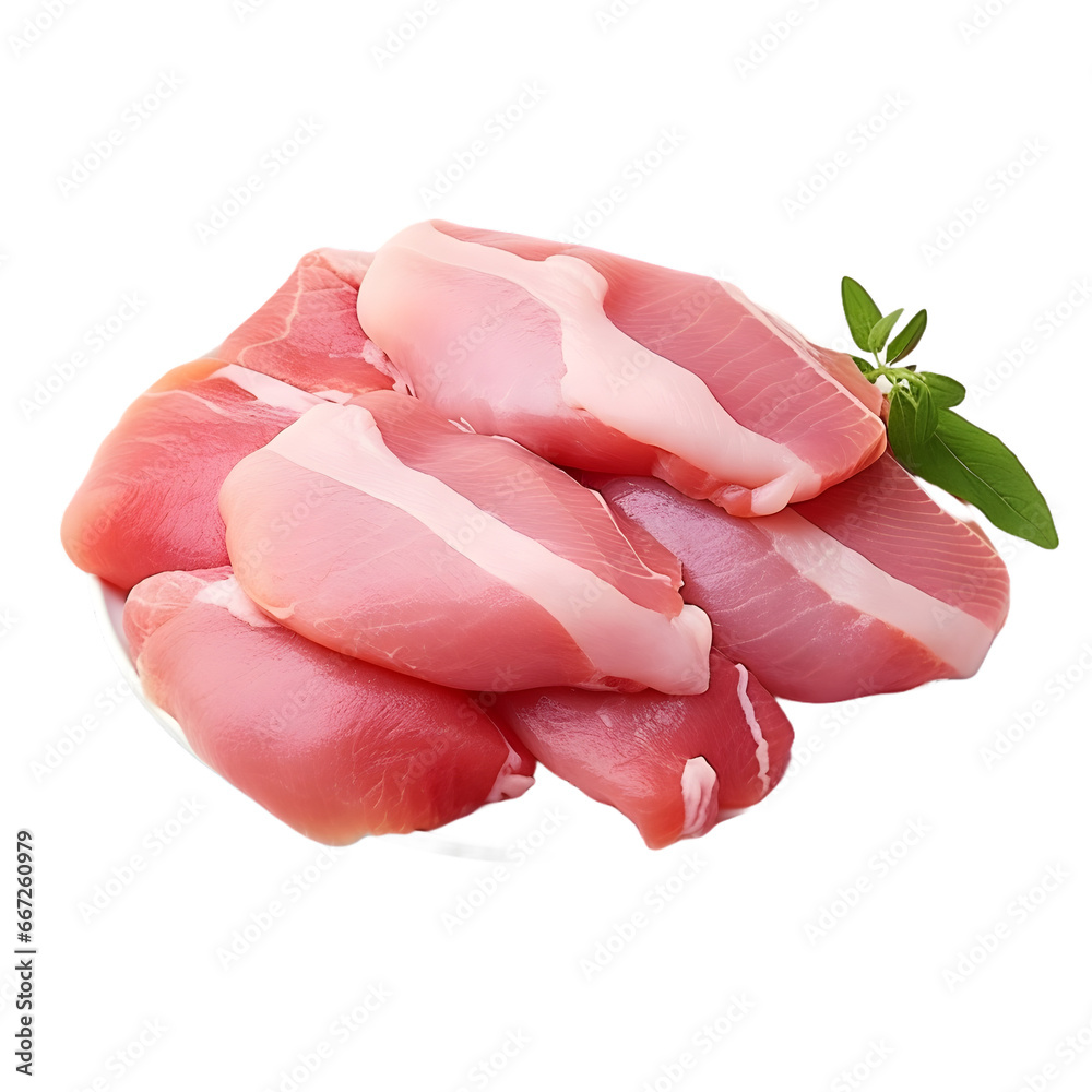 Raw chicken meat white background