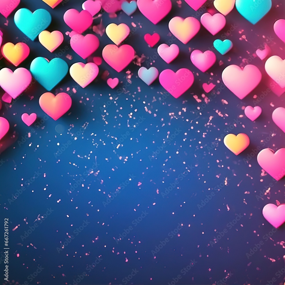 hearts on a blue background. Valentine Day.