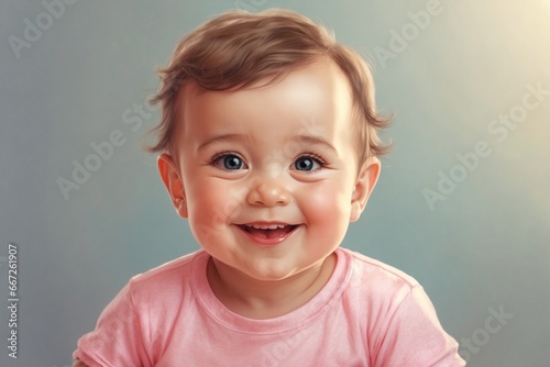Portrait of happy cute baby. ai generative
