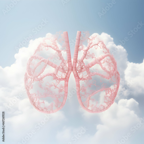 Photo Lungs anterior view respiratory system world lung day concept