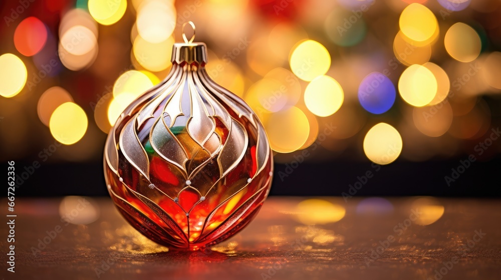 Christmas tree decorative ornaments ball Hanging Fir Branch bokeh background. Merry Xmas decoration. Happy New Year holiday object. Christmas tree decorative ornaments ball Hanging Fir Branch bokeh background. Merry Xmas decoration. Happy New Year holiday object.