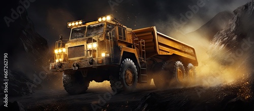 Dump truck involved in mining operation photo