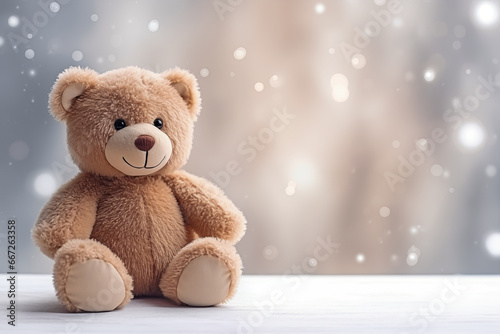 Teddy bear on a Christmas background