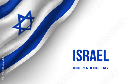 Israel country realistic flag and text photo