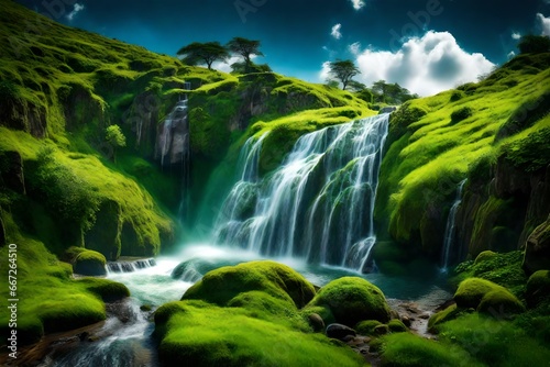 waterfall in the big mountains