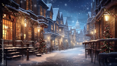 Christmas Eve on the streets of a historic European town