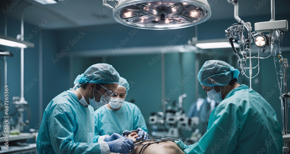 The surgical table is prepared, the operating group of doctors is ready ...