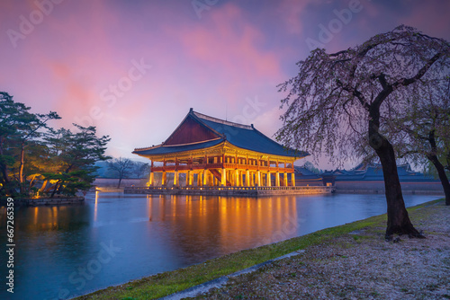 Photography Gyeongbok palace in Seoul City, landmark of  South Korea