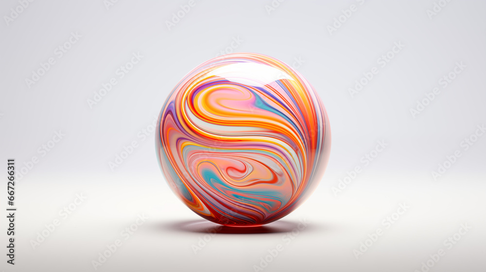 A beautiful glass sphere with pastel colors and wavy shapes inside A beautiful glass sphere with pastel colors and wavy shapes inside