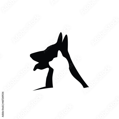 cat and dog black and white vector 