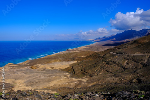 Amazing aerial view on Cofete beach on Fuerteventura, Spain - Canary Islands