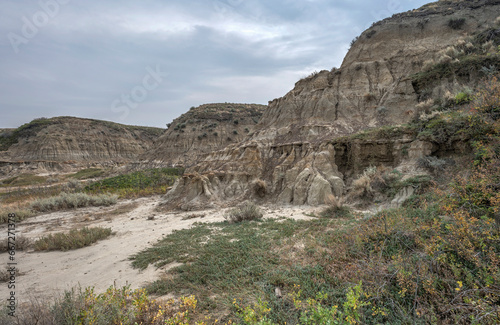Eroded canyon in the badlands of Horseshoe Canyon near Drumheller, Alberta, Canada