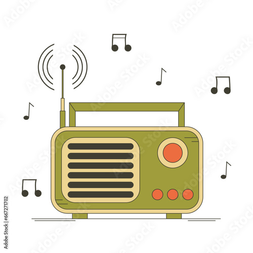 Vintage radio. Vector illustration of a retro radio. World Radio Day.