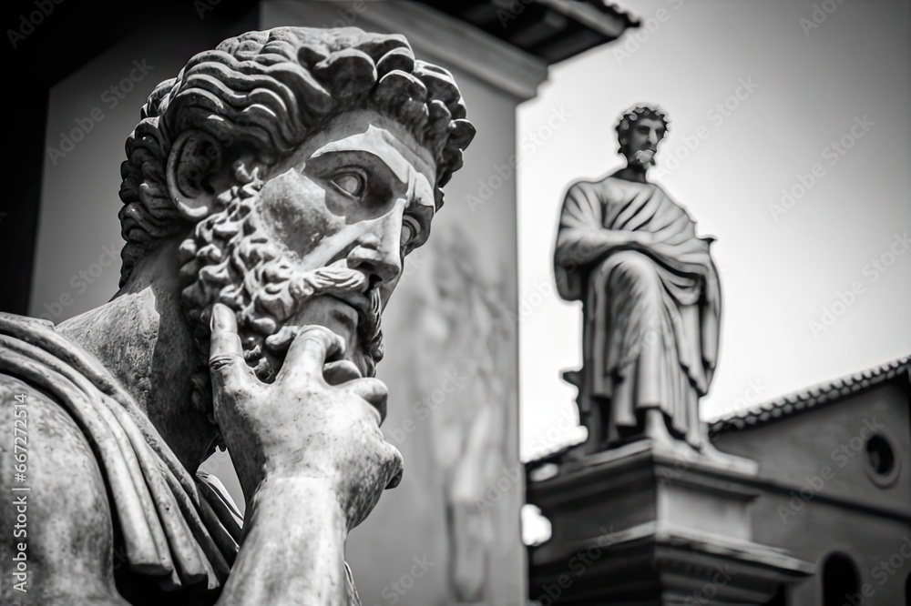 Statue of Marcus Aurelius thinking, and philosophizes about the the big questions of life.