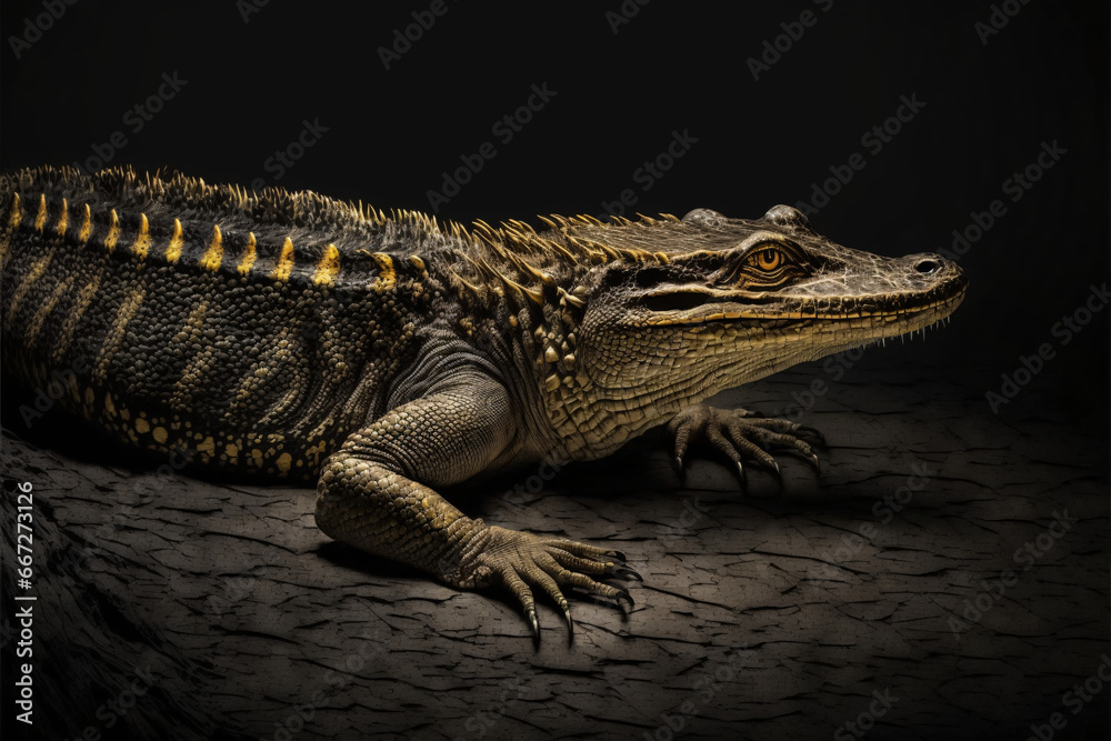 Naklejka premium Black gold Crocodile