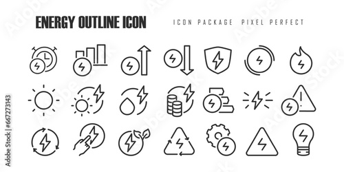energy outline set icon pixel perfect for web and mobile app design