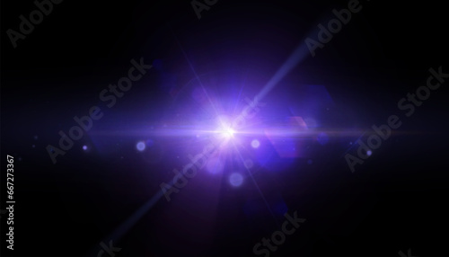  Glow of a purple star on a transparent background. Flash of light, sun, twinkle. Vector for web design and illustrations. 