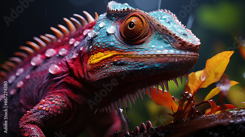 Chameleon s Kaleidoscope  A Close-Up Burst of Color. Generative AI